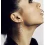 Fashion Double Leaf Wave Sprial Dangling Leverback Earrings Pierced Women Girl Rhodium Plated Bohemian