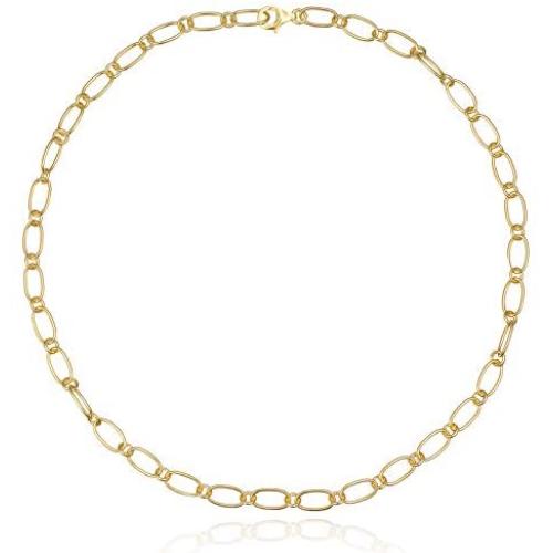 Embolden Jewelry Chain Link Layering Necklace [18K Gold Plated Sterling Silver] Large Oval Links [Layer with Chokers and Lariat Y-Necklaces]