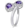 Jewelili Sterling Silver Heart Amethyst and Round Cubic Zirconia 2 Piece Jewelry Set, Size 7