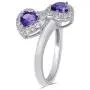 Jewelili Sterling Silver Heart Amethyst and Round Cubic Zirconia 2 Piece Jewelry Set, Size 7