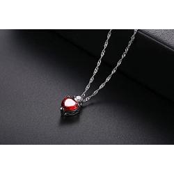 IDOXE Queen of Hearts Necklace 925 Sterling Silver Chain January Birthstone Red Heart Toy Princess Halloween Accessories Jewelry Valentines Gift for Her ( Red January)