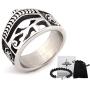 Gungneer Stainless Steel Wedjat Eye of Horus Ring Scarab God of Egypt Pyramid Ancient Vintage Jewelry US Size 7-13