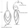 14K Gold Plated Sterling Silver three leaf-shaped drop dangle earrings with cubic zirconia simulated diamonds