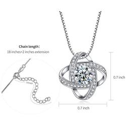 Nowonchic 925 Sterling Silver Love Knot Pendant Necklace for Women, 18+2 inch
