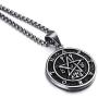 Elfasio Stainless Steel Necklace Pendant for Men Seal of Astaroth Key of Solomon/Seal of Lilith Sigil of Lucifer Seal Both Sided Pendants Chain 18-30 inch