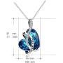 AOBOCO I Love You Jewelry Sterling Silver Blue Purple Heart Pendant Necklace Embellished with Crystals from Austria, Fine Anniversary Birthday Jewelry Gifts for Women