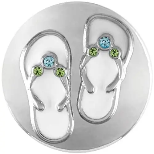 Ginger Snaps Flip Flops Charm Accessory | Interchangeable Snap Jewelry Collection | Button Charms for Necklaces & Bracelets | Standard Size | SN21-28 Ginger Snaps Flip Flops Charm Accessory | Interchangeable Snap Jewelry Collection | Button Charms for Necklaces & Bracelets | Standard Size | SN21-28