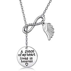 Memorial Jewelry Sympathy Gift A Piece of My Heart Lives In Heaven Lariat Y Necklace Loss Jewelry Gift