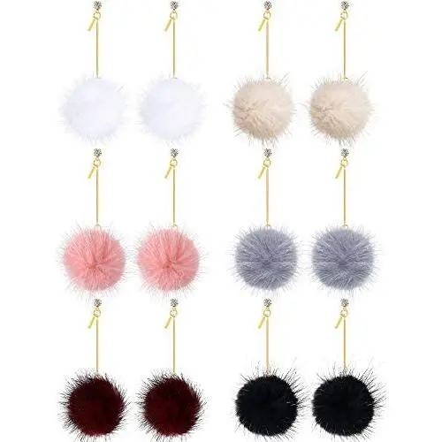 6 Pairs Faux Fur Ball Earrings Pom Pom Dangle Earrings Valentines Gifts for Women Girls 6 Pairs Faux Fur Ball Earrings Pom Pom Dangle Earrings Valentines Gifts for Women Girls