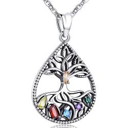 Aniu celtic tree of life Pendant necklace for Women, 925 Sterling Silver Cubic Zirconia Teardrop Jewelry Gifts for girls Mom Lovers Wife 18