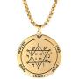 TEAMER Key of Solomon Seal Pendant Necklace Gold Stainless Steel Pentacle Talisman Wiccan Jewelry for Men Women