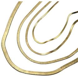 JOERICA 4 Pcs 2MM-4.5MM Gold Plated Flat Snake Chain Necklaces for Women Men Stainless Steel Herringbone Dainty Adjustable Choker Necklaces Set Jewelry Gift (14''-22'')