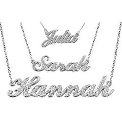 MyNameNecklace Sparkling CZ Diamond-Cut Sterling Silver 925 Name Necklace -Custom Pendant Nameplate Jewelry Gift for Women- Girl- Teens