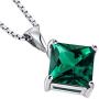 14 Karat White Gold Princess Cut 2.25 Carats Created Emerald Pendant