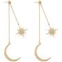 Feximzl Fashion Shiny Crystal Star Moon White Gold Color Drop Earrings Jewelry for Women Earring Jackets