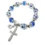 Nazareth Store Religious Cross Bracelet Christian Classic Beaded Bangle with Blue Crystal Beads Sacred Gift for Teen Girls Jewelry for Women & Men