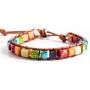 YGLINE Boho Leather Wrap Bead Bracelets for Women Girls Handmade Chakra Imperial Jasper Adjustable Healing Bracelet Bangles