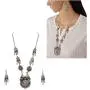 Zephyrr Devotional Pendant Necklace Earrings Set Silver Tone Jewelry for Women