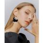 DAMLENG Lightweight Bohemian Big Fabric Flowers Dangle Drop Earrings Handmade Charm Chic Petal Hoop Earrings with Chiffon Floral Tassel for Women Girls Vacation Wedding