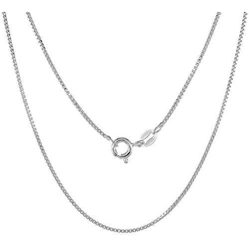 Sterling Silver 925 Box Chain Necklace, Silver Box Link Necklace, Sterling Silver Chain 16-30 Inch, Made In Italy