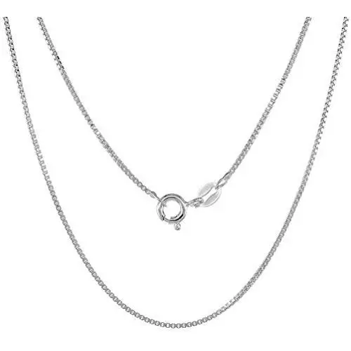 Sterling Silver 925 Box Chain Necklace, Silver Box Link Necklace, Sterling Silver Chain 16-30 Inch, Made In Italy