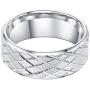6mm or 8mm Solid Unisex Comfort Fit Sterling Silver Lines and Grids Engraved Ring Patterned Wedding Band