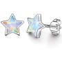 Gold Star Earrings for Girls, Hypoallergenic Fire Opal Stud Earrings For Women ARSKRO S925 Sterling Sliver Little Small Tiny Cute Earring Jewelry Gifts for Sensitive Ears Toddlers Kids
