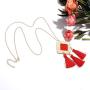 Long Tassel Pendant Necklace Handmade Rattan Geometric Drop Necklace Boho Beaded Y-Shape Statement Necklaces for Women Girls