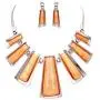 Rosemarie Collections Womens Shimmering Orange Polished Resin Statement Collar Necklace Earring Jewelry Set Rosemarie Collections Womens Shimmering Orange Polished Resin Statement Collar Necklace Earring Jewelry Set