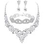 Subiceto Bridal Necklace Wedding Jewelry for Bride Crystal Tennis Link Bracelet Teardrop Dangle Earrings Jewelry Set for Women Fashion Bridesmaid Wedding Jewelry Gifts