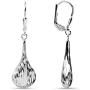 LeCalla Sterling Silver Jewelry Diamond-Cut Tear-Drop Leverback Earrings for Women Girl
