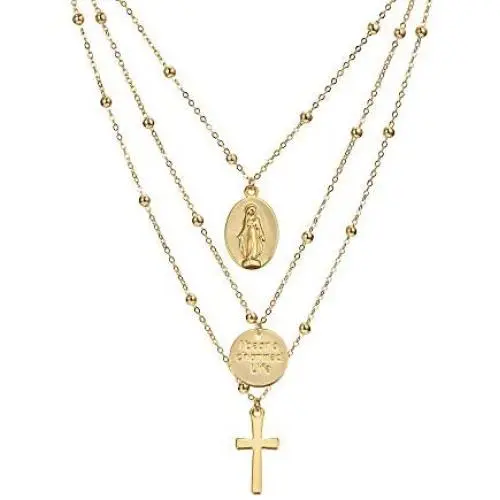 ACC PLANET Layered Necklaces for Women,18K Gold Plated Coin Cross Pendant Necklace Multilayer Disc Necklace Station Link Chain Adjustable Layering Choker Necklaces for Girls Jewelry Mothers Gifts ACC PLANET Layered Necklaces for Women,18K Gold Plated Coin Cross Pendant Necklace Multilayer Disc Necklace Station Link Chain Adjustable Layering Choker Necklaces for Girls Jewelry Mothers Gifts