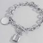 Ingemark Stainless Steel Chunky Link Chain Bracelet Love Lock Coin Pendant Bracelet for Girls Women Charm Birthday Valentines Day Jewelry Gifts