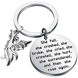 BAUNA Phoenix Encouragement Keychain Phoenix Jewelry for Friends She Fell She Broke and Then She Rose Again Phoenix Charms