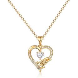 IEFRICH Initial Heart Necklace for Women Girls, Cubic Zirconia Dainty Initial Heart Necklace for Women Teen Girls Jewelry Gifts