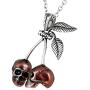 CONTROSE Jewelry Red Cherry Skull Necklace with Pendant (28'' necklace - 316L Stainless Steel)