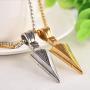TULIP LY 2 Pack Mens Fashion Spear Point Arrowhead Pendant Necklace Retro Metal Gold Silver Long Arrow Pendant Rolo Cable Sweater Chain Biker Punk Jewelry for Men Boys Personality Gifts