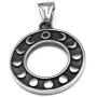 GUNGNEER Stainless Steel Triple Moon Goddess Amulet Wicca Pentagram Round Pagan Star Jewelry Keel Chain 20'' 28''