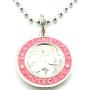 St. Christopher Surf Medal Necklace Pendant, Protector of Travel sv/pi Silver/Pink Small