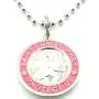 St. Christopher Surf Medal Necklace Pendant, Protector of Travel sv/pi Silver/Pink Small St. Christopher Surf Medal Necklace Pendant, Protector of Travel sv/pi Silver/Pink Small