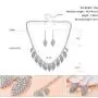 Brishow Bridal Wedding Necklace Set Silver Crystal Earrings Rhinestone Brides Necklace Chain for Women and Girls