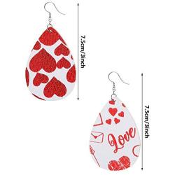 Valentine Leather Earrings Lightweight Teardrop Faux Leather Earrings for Women