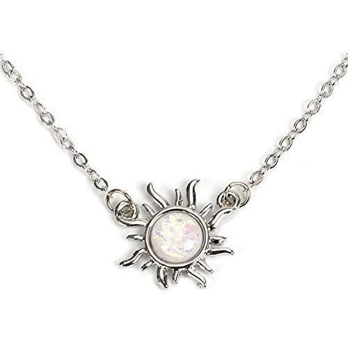 YAZILIND Artificial Opal Sunflower Shape Pendant Clavicle Chain Necklace