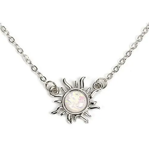 YAZILIND Artificial Opal Sunflower Shape Pendant Clavicle Chain Necklace YAZILIND Artificial Opal Sunflower Shape Pendant Clavicle Chain Necklace