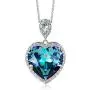 BEWE Love Heart Necklace for Women Purple Swarovski Heart Crystal with 18 Real Gold Plated Dainty Chain Princess for Girls Women, Adjustable Chain