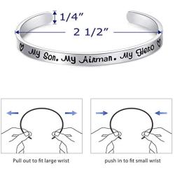 Army Mom Bracelet My Son My Soldier My Hero Navy Air Force Military Jewelry Stainless Steel Polished 1/4”6'' Inches 1 Pack