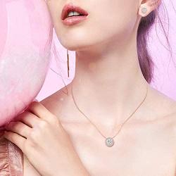 SNZM Jewelry Set for Women Rose Gold Cubic Zirconia Crystals Necklace and Sterling Silver Earrings Set for Wedding