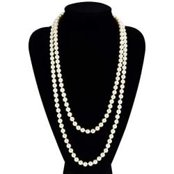 Art Deco Fashion Faux Pearls Necklace 1920s Pearls Necklace Gatsby Accessories Vintage Costume Jewelry Cream Long Necklace for Women