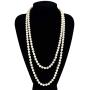 Art Deco Fashion Faux Pearls Necklace 1920s Pearls Necklace Gatsby Accessories Vintage Costume Jewelry Cream Long Necklace for Women