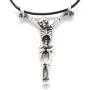 Trilogy Jewelry Pewter Hanging Skeleton Gothic Biker Pirate Pendant, Leather Necklace